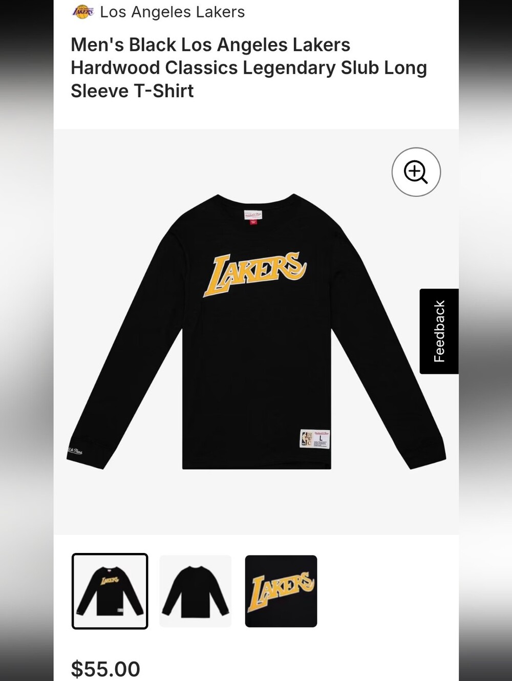 Mitchell & Ness Lakers Long Sleeve Tshirt, XL